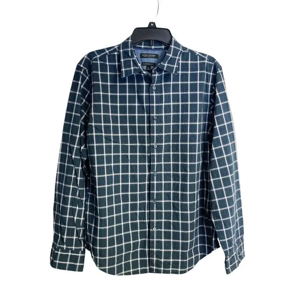 Banana Republic Men's Camden Fit Long Sleeve Tartan Plaid Cotton Button Down Med